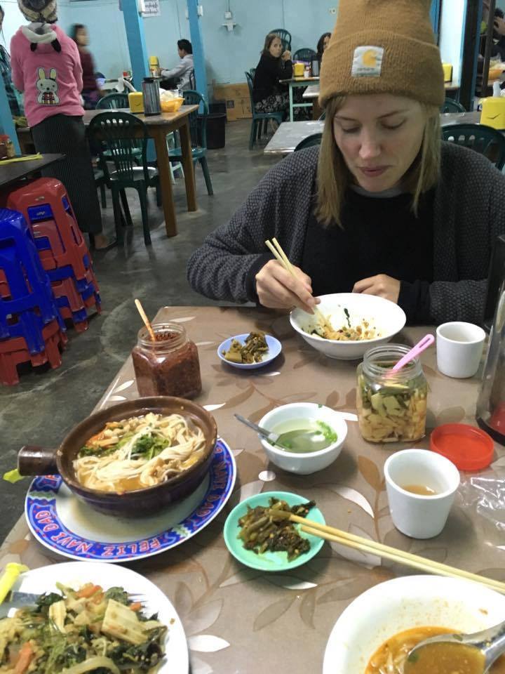 Marie Knakkergaard eating (Vietnam)